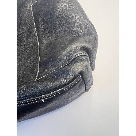 Vtg Y2K Grunge Faded Black Leather Shoulder Bag Women City Street - Picture 5 of 14